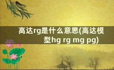 高达rg是什么意思(高达模型hg rg mg pg)